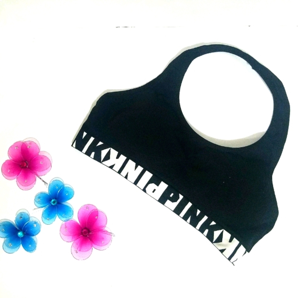 ❤4/$12 PINK Victoria's Secret Black Sport Bra Sz S/P